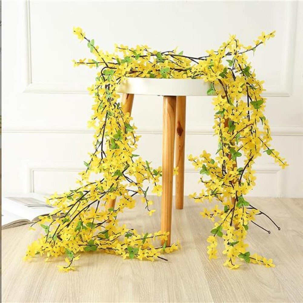 Silk Flower Garland 4Pc Yellow Vine Spring Hanging Decor